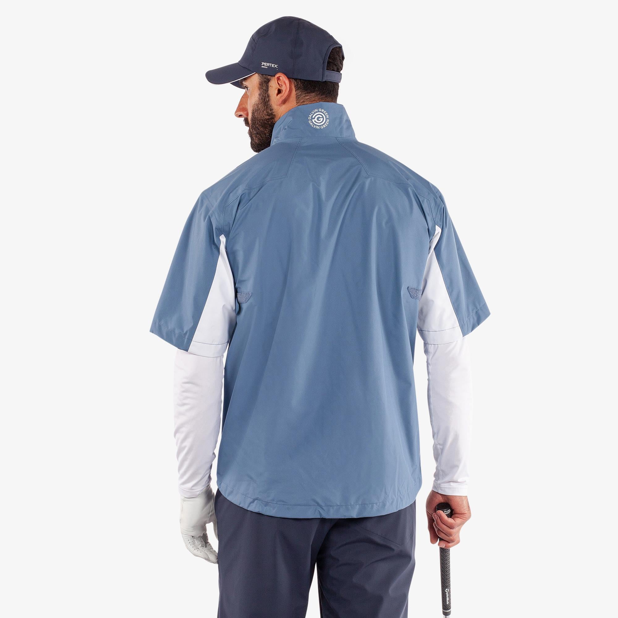 Galvin Green Air Dryvr Pertex Mens Short Sleeve Waterproof Golf Jacket Moonlight Blue/White